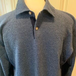 BLACK BROWN SWEATER MERINO WOOL ITALY LARGE NAVY